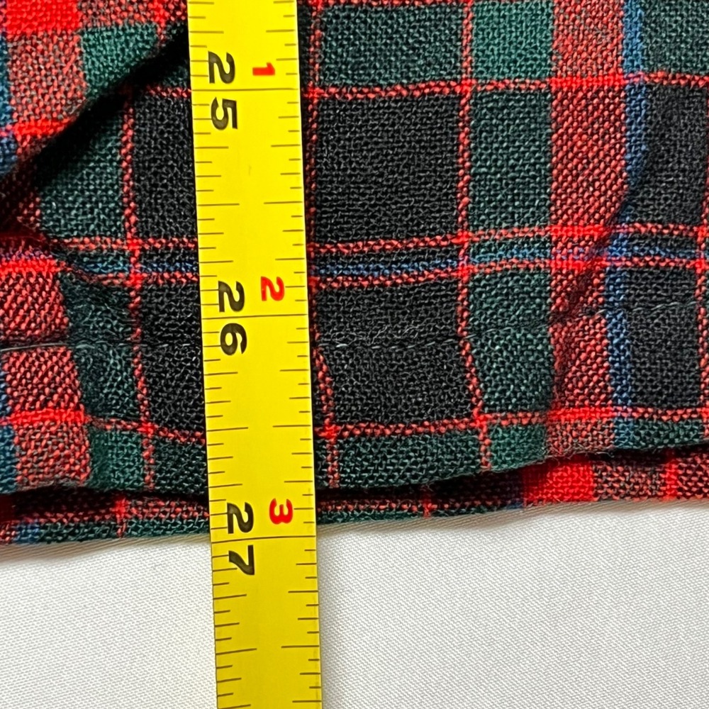 VTG Pendleton Mens M Wool Plaid Boardshirt Elbow Patches 1960s Red Green Black - Picture 6 of 11